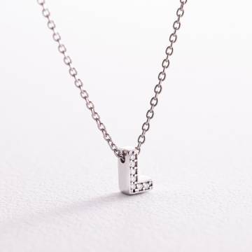 Серебряное колье с буквой "L" с фианитами 1103 L Серебряное колье с буквой "L" с фианитами 1103 L
