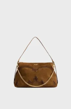 Женская коричневая замшевая сумка Jim Western Used Коричневый ONESIZE ZADIG&VOLTAIRE LWBA04416_COGNAC