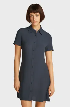 Женское темно-синее платье VISCOSE BUTTON DOWN A-LINE DRESS Синий S Calvin Klein Jeans J20J224820
