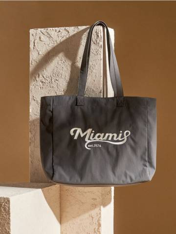 Сумка-шопер з текстом Miami - антрацитовий Сумка-шопер з текстом Miami - антрацитовий
