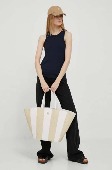 Топ Tommy Hilfiger женский цвет синий WW0WW38635 Топ Tommy Hilfiger женский цвет синий WW0WW38635