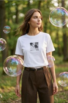 Бавовняна футболка з літнім принтом - білий