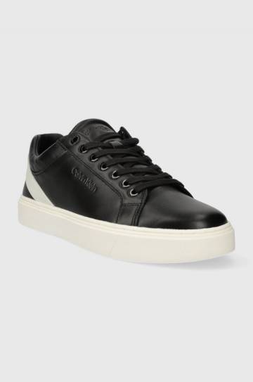 Кожаные кроссовки Calvin Klein LOW TOP LACE UP ARCHIVE STRIPE цвет чёрный HM0HM01292 Кожаные кроссовки Calvin Klein LOW TOP LACE UP ARCHIVE STRIPE цвет чёрный HM0HM01292