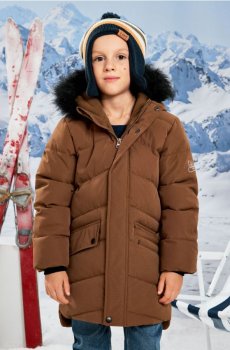 Утеплена куртка з капюшоном - золотисто-коричневий