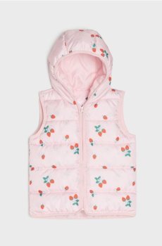 Стьобаний жилет з фруктовим візерунком і підкладкою - пастельний рожевий