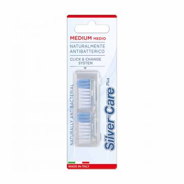 Сменные головки для зубных щеток Silver Care Plus средней жесткости, 2 шт Сменные головки для зубных щеток Silver Care Plus средней жесткости, 2 шт