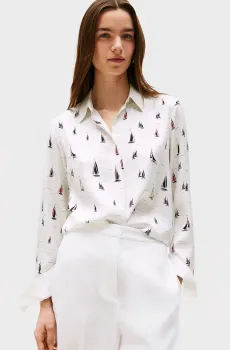 Женская белая блуза с узором FLUID Белый S Tommy Hilfiger WW0WW44036