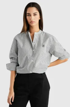 Женская рубашка в полоску STRIPED EASY FIT COLLARLSS SHIRT Разноцветный XXS Tommy Hilfiger WW0WW41072