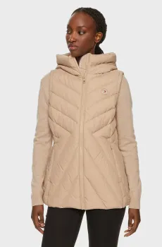 Женский бежевый пуховой жилет CHEVRON MW DOWN VEST Бежевый M Tommy Hilfiger WW0WW42624
