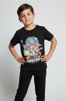 Бавовняна футболка з принтом Minecraft - чорний
