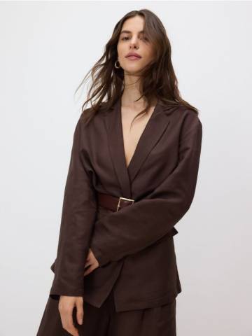 Reserved - Лляний піджак - темно коричневий - 278FT-89X