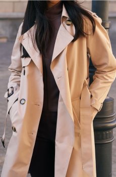 Tренч із декоративними ґудзиками - бежевий