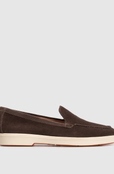 Коричневые замшевые лоферы с логотипом