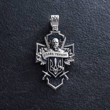 Серебряный крест "Український козак. Слава Україні. На звороті - Спаси і Збережи" 133231 Серебряный крест "Український козак. Слава Україні. На звороті - Спаси і Збережи" 133231