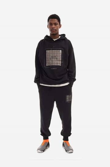Хлопковая кофта A-COLD-WALL* Foil Grid Hoodie мужская цвет чёрный с капюшоном с принтом ACWMW074.-BLACK Хлопковая кофта A-COLD-WALL* Foil Grid Hoodie мужская цвет чёрный с капюшоном с принтом ACWMW074.-BLACK