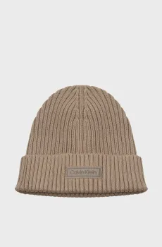 Мужская бежевая шапка PATCH CHUNKY Бежевый ONESIZE Calvin Klein LV04D8053G