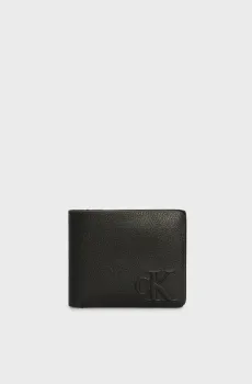 Мужской черный кожаный кошелек LOGO EMBOSS BIFOLD Черный ONESIZE Calvin Klein K50K513006