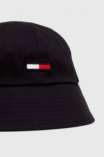 Шляпа из хлопка Tommy Jeans цвет чёрный хлопковый Шляпа из хлопка Tommy Jeans цвет чёрный хлопковый