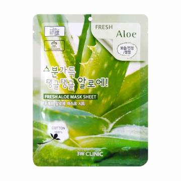 Тканевая маска для лица 3W Clinic Fresh Aloe Mask Sheet с экстрактом алоэ, 1 шт Тканевая маска для лица 3W Clinic Fresh Aloe Mask Sheet с экстрактом алоэ, 1 шт