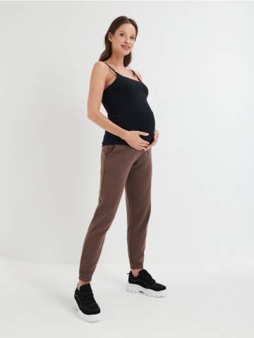Трикотажні штани МАМА - темно коричневий