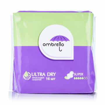 Прокладки для критических дней Ombrello Ultra Soft Super, 16 шт Прокладки для критических дней Ombrello Ultra Soft Super, 16 шт