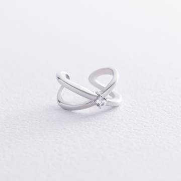 Серьга - каффа с фианитом (белое золото) с08555 Серьга - каффа с фианитом (белое золото) с08555