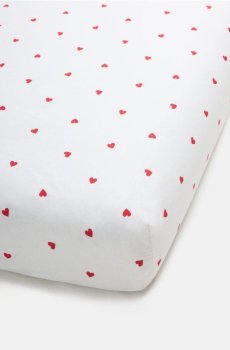 Бавовняне простирадло на гумці із сердечками - різнобарвний