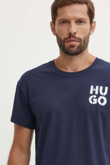 Футболка лаунж HUGO цвет синий с принтом 50520463 Футболка лаунж HUGO цвет синий с принтом 50520463