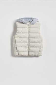 Reserved - Стьобаний жилет із каптуром - кремовий - 824HF-01X