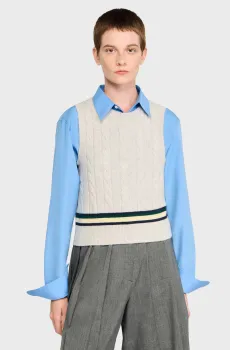 Женский светло-серый шерстяной жилет Серый M Sandro SFPPU02651_Grey