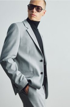 Reserved - Картатий блейзер slim fit - світло-сірий - 029GK-09P