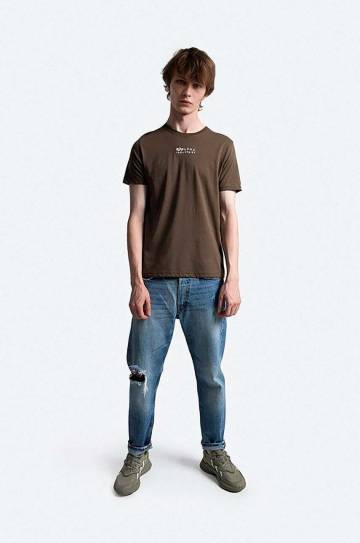 Хлопковая футболка Alpha Industries цвет зелёный однотонный 118529.629-green Хлопковая футболка Alpha Industries цвет зелёный однотонный 118529.629-green