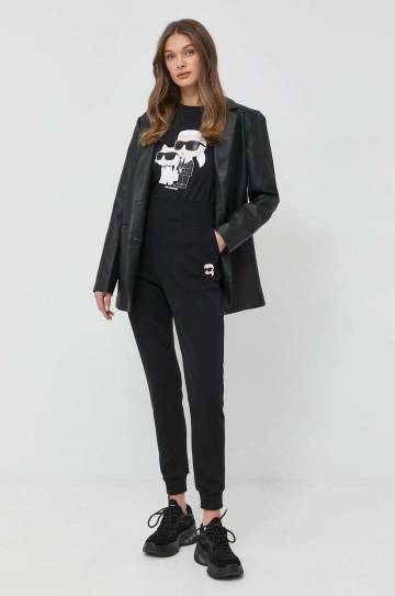 Хлопковая футболка Karl Lagerfeld цвет чёрный Хлопковая футболка Karl Lagerfeld цвет чёрный