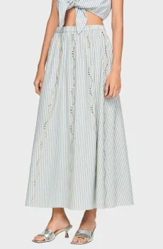 Женская голубая юбка в полоску Голубой 36 Sandro SFPJU01610_Blue