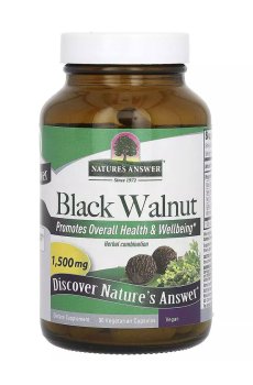Черный орех Natures Answer Black Walnut, 1500 мг, 90 вегетарианских капсул