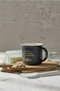 Керамічна чашка з написом Today’s Good Mood Is Sponsored By Coffee - чорний
