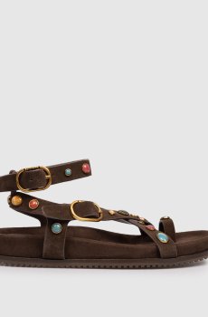 Коричневые замшевые сандалии