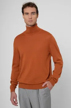 Мужской теракотовый шерстяной гольф Оранжевый M BOSS 50468262;809
