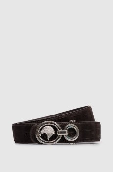 Коричневый ремень из кожи крокодила с эффектом нубука