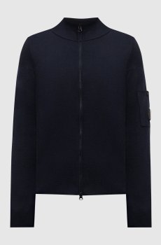 Синий кардиган с логотипом патча