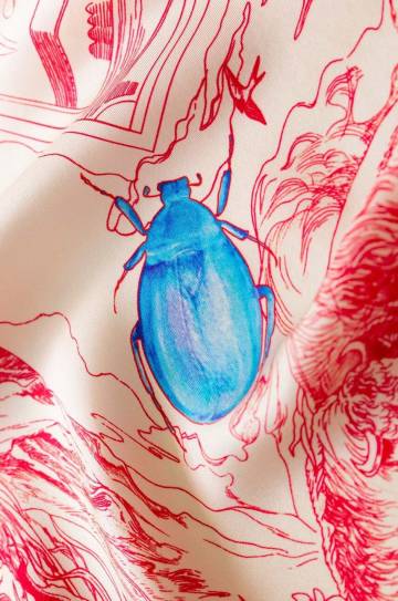 Шелковый платок на шею Lilou цвет красный узор