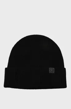 Мужская черная кашемировая шапка EMBLEM Черный ONESIZE Calvin Klein LV04D8013G