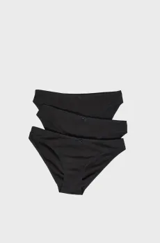 Женские черные трусики (3 шт) JACK Черный XS Etam 6449029