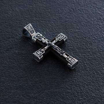 Серебряный крест "Распятие. Спаси и Сохрани" с эбеновым деревом mini 1061 Серебряный крест "Распятие. Спаси и Сохрани" с эбеновым деревом mini 1061