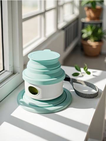 Складна миска з контейнером для пакетиків - light blue Складна миска з контейнером для пакетиків - light blue