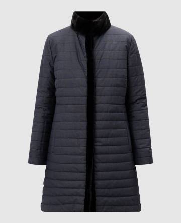 Черное двустороннее пальто с мехом норки