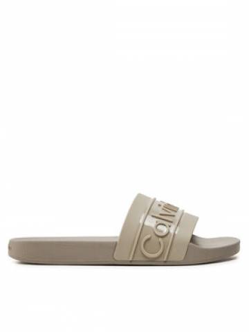 Calvin Klein Шльопанці Slide Tpu Saffiano HW0HW02107 Écru Calvin Klein Шльопанці Slide Tpu Saffiano HW0HW02107 Écru