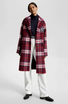 Женское шерстяное пальто в клетку IMD TARTAN WOOL BLEND RLXD COAT Разноцветный S Tommy Hilfiger WW0WW39761