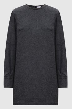 Серое платье из шерсти и кашемира с цепочкой мониль