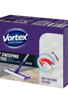 Хозяйственные сухие салфетки для подметания пола Vortex, 10 шт